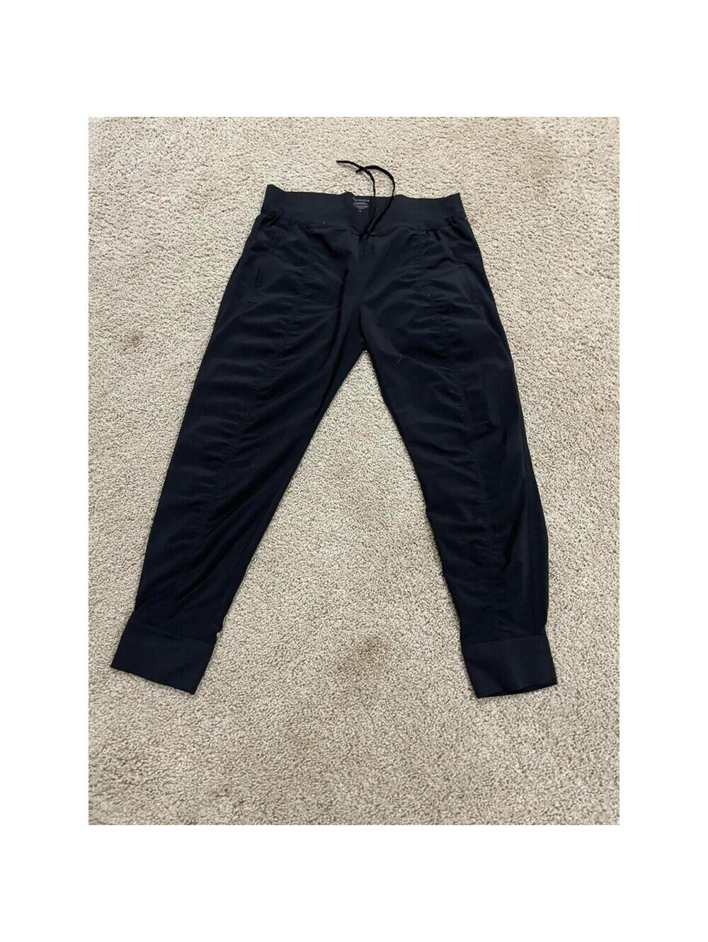 Athleta Women's Jogger Pants stretch Black Ruched Lined Size 14